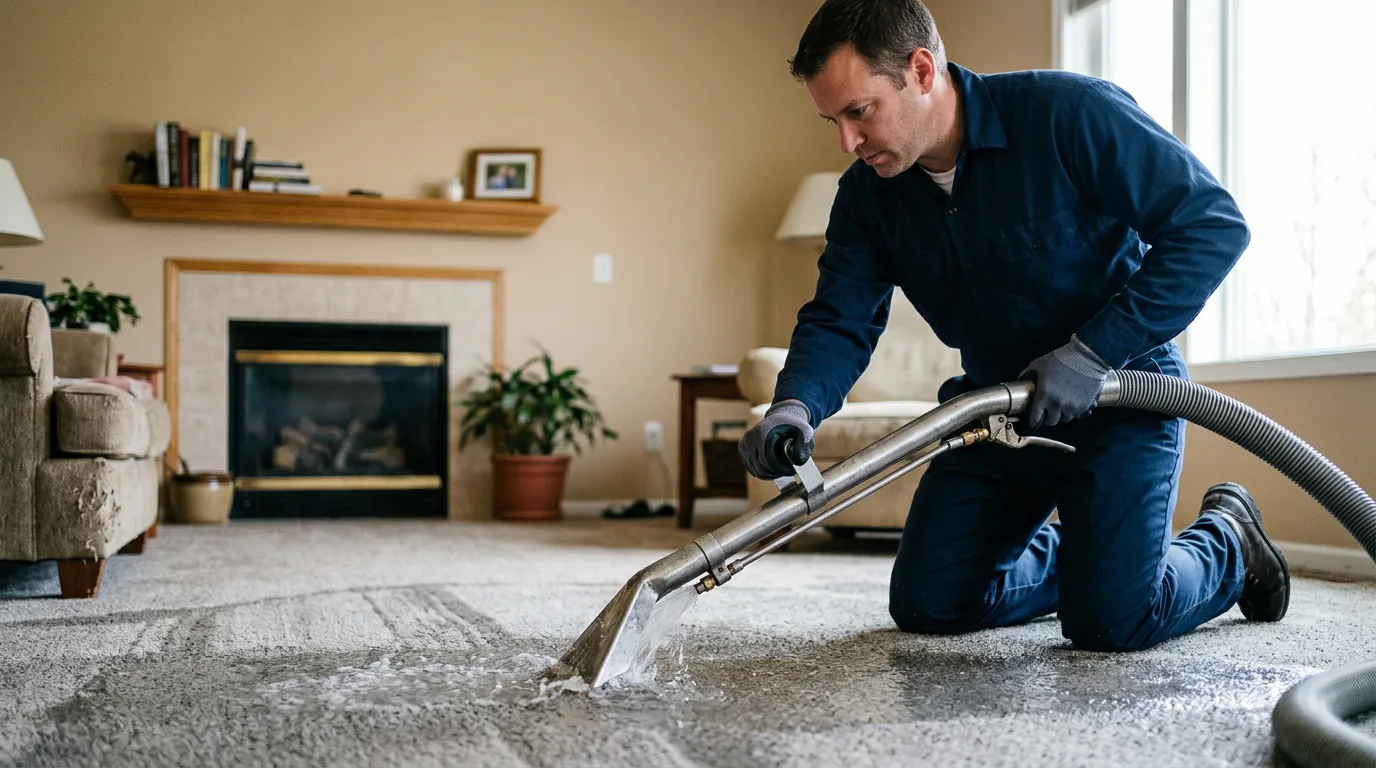 Water damage restoration technician working near Sutton, WV